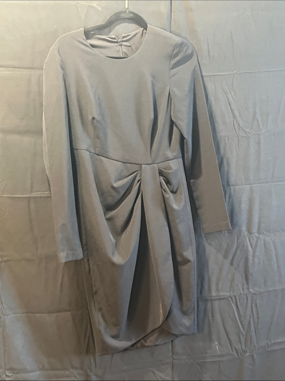 Black Halo Black Long-Sleeve Draped Front Dress